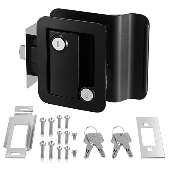 Kohree RV Travel Trailer Entry Door Lock with Paddle Deadbolt, Polar Black Trailer Door Latch Counter Security Lock with Longer Screws Fits Camper, Travel, Horse Trailer, Cargo Hauler