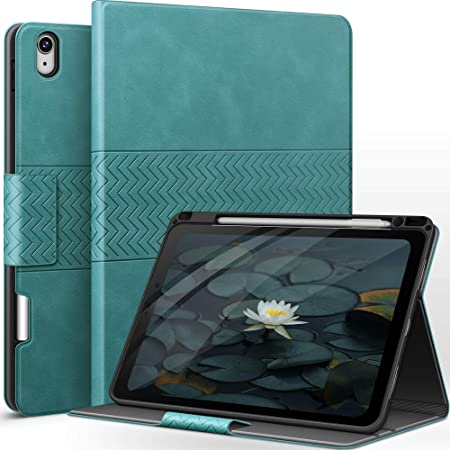 auaua iPad Air 4 Case with Pencil Holder Auto Sleep/Wake Vegan Leather Cover for iPad Air 4th Generation 10.9 Inch 2020 (Green)