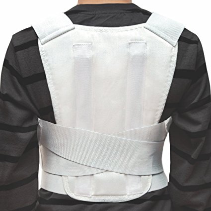 Child Posture Corrector Brace / 100% - Cotton Inner Layer - White, Medium, Waist/Belly 22½" - 26½"