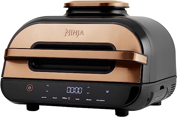 Ninja Foodi MAX Health Grill & Air Fryer with Digital Cooking Probe, 6-in-1; Grill, Air Fry, Bake, Roast and more, 3.8L, Dishwasher Safe Parts, Copper/Black, Amazon Exclusive AG551UKCP