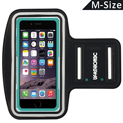 uFashion3C [M-Size] Sports Armband for iPhone 6S Plus/ 6 Plus, Samsung Galaxy S8,S8 Plus,S7 Edge, Note 5, LG G6, G5 with OtterBox Commuter or LifeProof Case, Great for Running and Workout (Black)