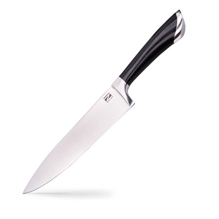 Zollver Professional Chef Knife, Well Balanced & Easy to Hold Kitchen Knife with Solid Ergonomic Handle & Protective Bolster. 8 inch Forged Stainless Steel Blade is Sharp out of the Premium Gift Box