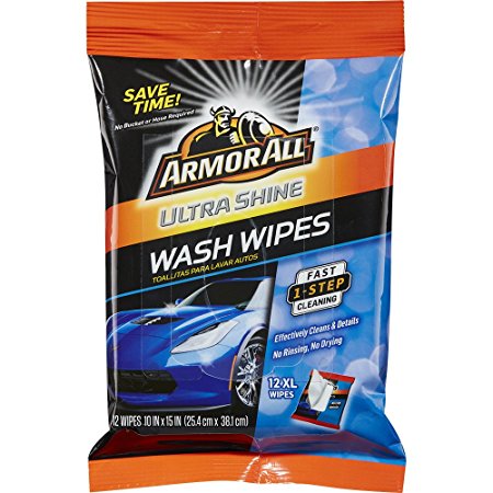 Armor All 18240 Ultra Shine Wash Wipes (12 XL Wipes), 1 Pack