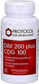 Protocol For Life Balance - DIM 200 Plus CDG 100 - Diindolylmethane   Calcium D-Glucarate, Promotes Healthy Hormone Metabolism, Supports Detox - 90 Veg Capsules