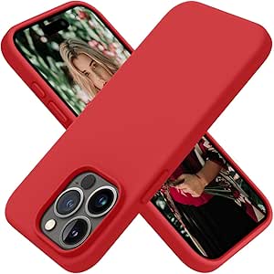 OTOFLY Compatible with iPhone 15 Pro Max Case,[Silky and Soft Touch Series] Premium Soft Liquid Silicone Rubber Full-Body Protective Bumper Case for iPhone 15 Pro Max (Red)