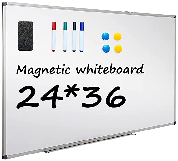HAI Magnetic Dry Erase White Board, Whiteboard with Silver Aluminium Frame,24X36 inch, Wall Mounted Board for Kids, Home, Office, School