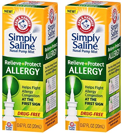 Simply Saline Allergy Relief Nasal Pump Mist, 0.67 Ounce (Pack of 2)