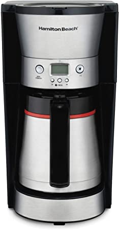 Hamilton Beach Thermal 10-Cup Coffee Maker, Programmable, Cone Filter, Flexible Brewing, Stainless Steel (46899A)