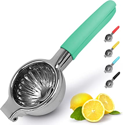 Zulay Lemon Squeezer Stainless Steel with Premium Heavy Duty Solid Metal Squeezer Bowl and Food Grade Silicone Handles - Large Manual Citrus Press Juicer and Lime Squeezer Stainless Steel (Mint)