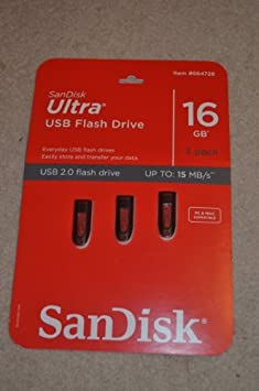 3 Pack Sandisk Ultra Usb Flash Drive 16 GB Each