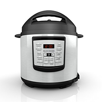 BLACK DECKER PR100 6 Quart Programmable Pressure Cooker with 7 Pressure Functions, Stainless Steel Pressure Cooker