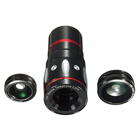 M.Way 4in1 10x Zoom Telephoto Fish Eye   Wide Angle   Micro Clip Lens For iPhone 6S 6,Samsung,HTC,Ipad,Tablet PC,Laptops