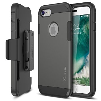 iPhone 7 Case, Trianium [Duranium Series] Heavy Duty Ultra Protective Cases Shock Absorption Hard Covers with Built-in Screen Protector  Holster Belt Clip Kickstand for Apple iPhone 7 2016 -Gunmetal