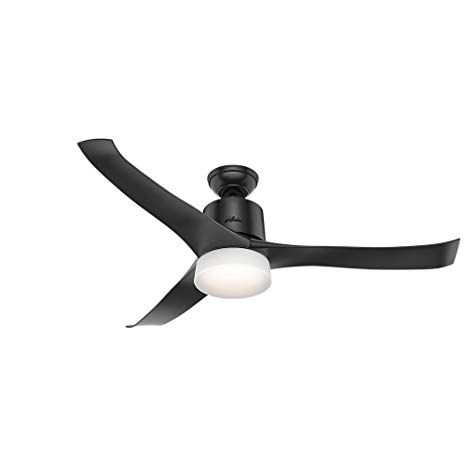 Hunter 59375 Symphony Ceiling Fan with Light with Integrated Control System, 54-inch, Matte Black, works with Alexa