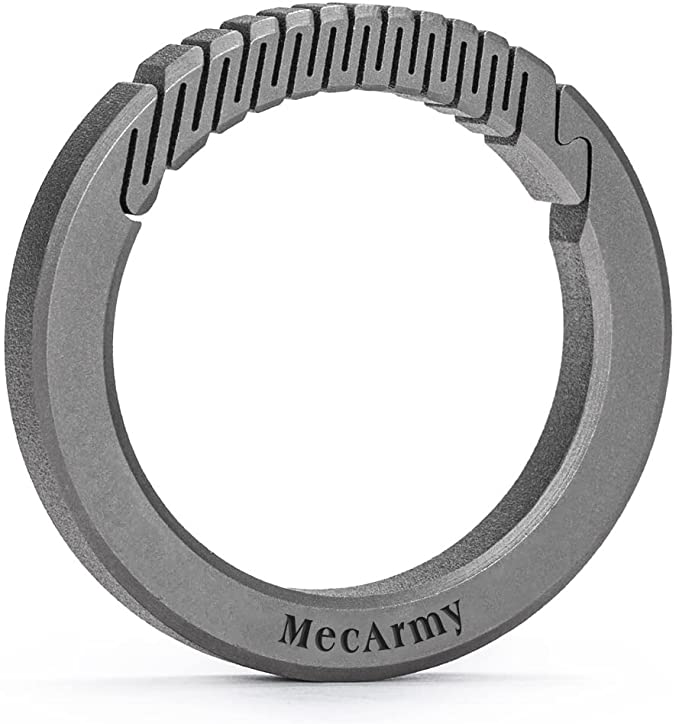 MecArmy CH9 Titanium Circle Carabiner Keychain, Anti-Lost Quick Release Spring Snap Key Ring, Solid Titanium Keychain Clip for Men Women