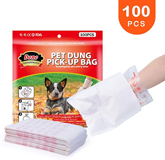 Pet Soft Poop Bags Flushable - Dog Waste Bags Double Layers Unscented Dog Poop Bag, Thick Pooch Doggie Bags for Poop Suitable for Mushy Poo