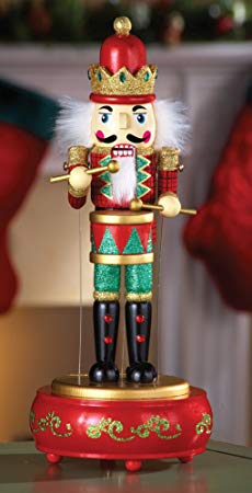 Collections Etc Traditional Musical and Animated Nutcracker Tabletop Holiday Decor - Plays March from the Nutcracker Suite