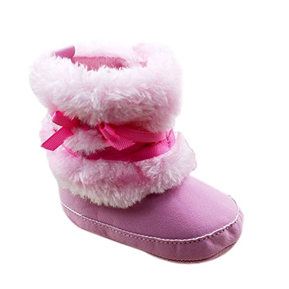 Baby Infant Bowknot Boots Soft Crib Shoes Toddler Warm Fleece Prewalker 0-18M