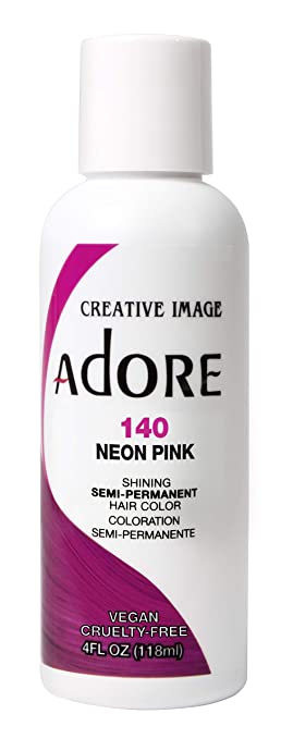 Adore Semi-Permanent Haircolor #140 Neon Pink 4 Ounce (118ml) (3 Pack)