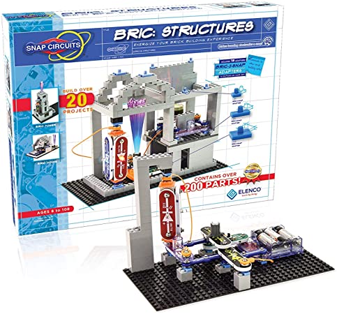 Snap Circuits BRIC: Structures ~ Brick and Electronics Exploration Kit | Over 20 STEM & Brick Projects | 4-Color Idea Book | 20 Snap Modules | 75 BRIC-2-SNAP Adapters | 140  BRICs