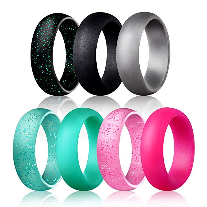 Egnaro Silicone Wedding Ring for Women,Rubber Rings,Comfortable fit,No-Toxic,Skin Safe