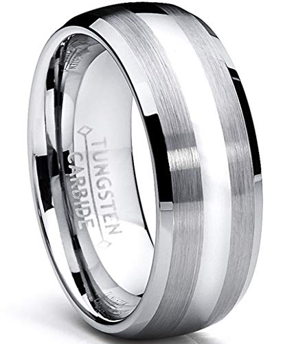 8MM Dome Men's Tungsten Carbide Ring Wedding Band Sizes 5 to 15