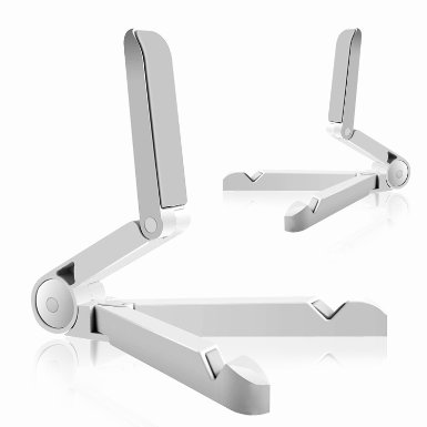 iPad Stand Apor Tablet Stand Portable Folding Adjustable iPad Pro Stand Tablet Holders for 7-10 inch pad Smartphones Samsung Galaxy Tab Kindle Fire E-Readers iPad Air and More - White