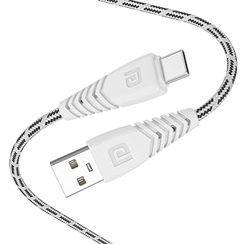 Portronics Konnect Spydr Type C Cable with 3.0A Output, Fast Data Sync, 2M Length, Nylon Braided, Tangle Resistance(White)