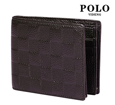 VIDENG POLO WL20 RFID Blocking Business Top Genuine Leather Wallet for Men