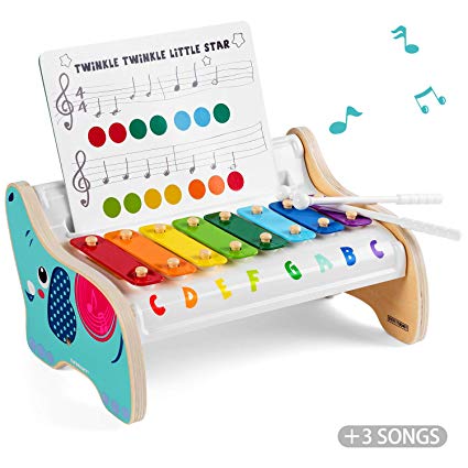 TOP BRIGHT Wooden Xylophone for Kids, Baby Musical Instrument Toy for 1 2 Year Old Boys Girls Toddlers