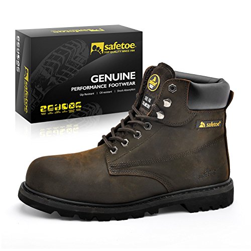 SAFETOE Work Boots For Men Steel Toe Safety Shoes - M8179 Women Leather Wide Width Safety Toe Boots