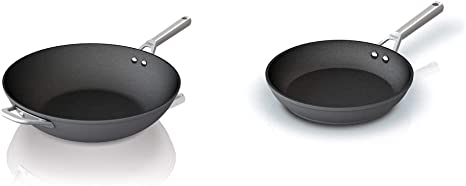 Ninja C30928 Foodi NeverStick Premium 11-Inch Wok, Slate Grey & C30026 Foodi NeverStick Premium 10.25 Inch Fry Pan, Hard-Anodized, Nonstick, Durable & Oven Safe to 500°F, Slate Grey