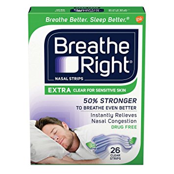 Breathe Right Extra Clear for Sensitive Skin, 26 Count