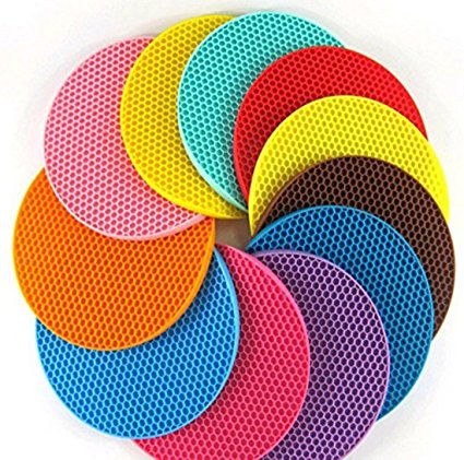 Bluelover Silicone Round Scald Proof Placemat Heat Resistant Non Slip Pot Food Placemat Holder