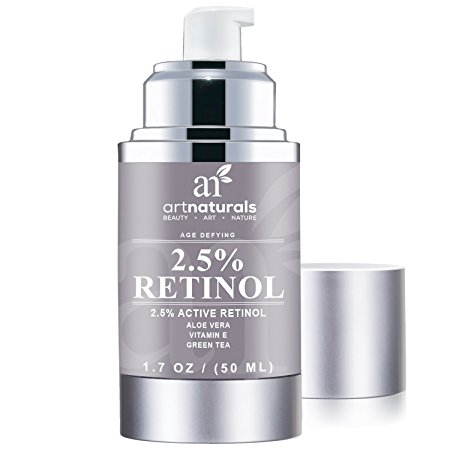 Art Naturals Enhanced Retinol Cream Moisturizer 2.5% with 20% Vitamin C & Hyaluronic Acid 50ml - Best Anti Wrinkle, Anti Aging Serum for Face & Sensitive Skin -Clinical Strength Organic Ingredients