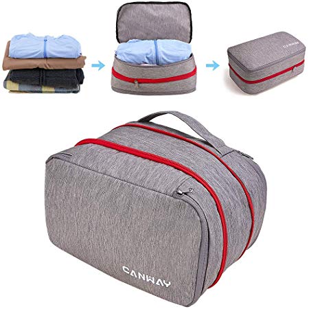 CANWAY Compression Packing Cube,Two-sided Packing Travel Packing Organizer Packing Cubes for Travel with 4 Compartments – Gray