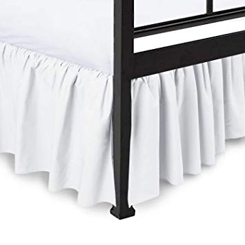 Ruffled Bed Skirt Split Corners Ultrasoft Poly Cotton/Microfiber Upto 21" Drop Expertise Tailored Fit Wrinkle Free Bed Skirt Dust Ruffle (Queen-White)(Available in All Bed Sizes and 10 Colors)