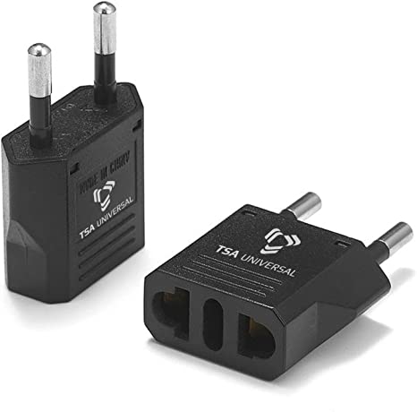 United States to Poland Travel Power Adapter to Connect North American Electrical Plugs to Polish Outlets for Cell Phones, Tablets, eReaders, and More (2-Pack, Black)