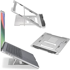 Kensington Easy Riser Laptop Stand, Aluminium Laptop Riser & Portable Laptop Stand, Adjustable & Lightweight, Anti Slip & Folding Design, for Screens up to 16", Silver (K50417WW)