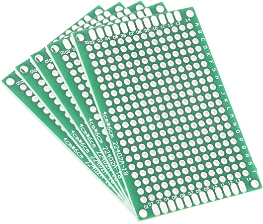 sourcingmap 5pcs 4x6cm Double Sided PCB Board Universal Printed Circuit Proto Board for DIY Soldering Electronic Projects Practice Test Circuit