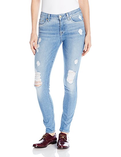 7 For All Mankind Women's The Skinny Jean with Squiggle and Destroy In Aegean Sea 2