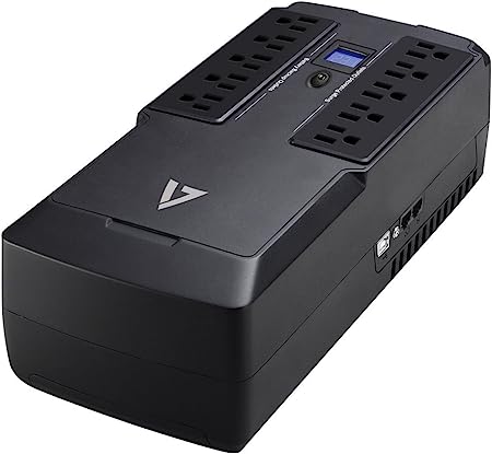 V7 UPS1DT750-1N UPS 750VA Desktop (450W, 10 Outlets NEMA 5-15 (B) (5 Battery Backup 5 Surge only), Touch LCD, USB, Simulated Sine Wave, 6ms Transfer time, RJ-11/RJ-45 Protection) Black, Black