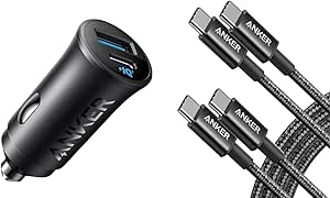 Anker USB-C Car Charger, 30W 2-Port Type-C Car Adapter USB C to USB C Cable