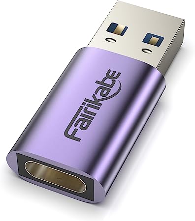 fairikabe USB A to USB C Adapter 5Gbps, USB C to USB 3.0 Converter, USB Type C to USB Adapter Compatible with Laptop, Computer, Charger, Power Bank, and More, Purple