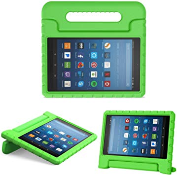 MoKo Case for All-New Amazon Fire HD 8 Tablet (6th/7th/8th Generation, 2016/2017/2018 Release) Kids Shock Proof Convertible Handle Light Weight Protective Stand Cover Case for Fire HD 8,Green