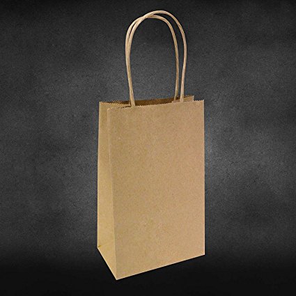 5.25"x3.25"x8" - 50 pcs - Brown Kraft Paper Bags, Shopping, Mechandise, Party, Gift Bags