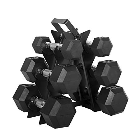 WF Athletic Supply Dumbbell Set with Storage Rack