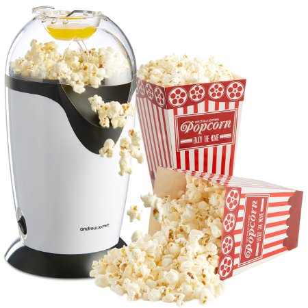 Andrew James Hot Air Popcorn Maker -Includes 4 Popcorn Boxes And 2 Year Warranty