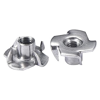 Stainless T-Nuts, 1/4"-20 Inch, (25 Pack), Threaded Insert, Choose Size/Quantity, by Bolt Dropper, Pronged Tee Nut. (1/4"-20 x 3/8”)