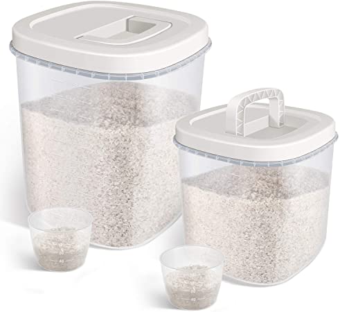 Airtight Bulk Food Storage Container - 10 Pounds   20 Pounds Rice Storage Bin with Measuring Cup, Flour Container for Kitchen Pantry Organization